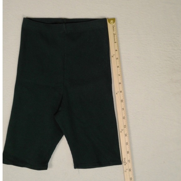 Vintage LA MOVERS Ribbed High Waist Bike Shorts Dark Green Women's Medium - Picture 6 of 6